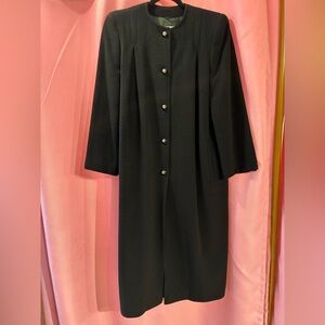 Vintage 80s90s Valentino Black Coat with Gem Button